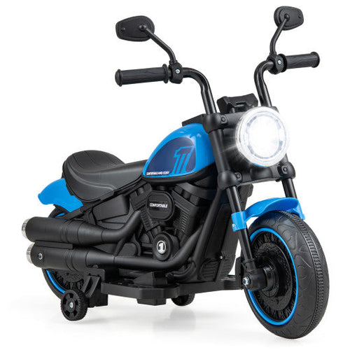 Load image into Gallery viewer, Kids Electric Motorcycle with Training Wheels and LED Headlights-Blue
