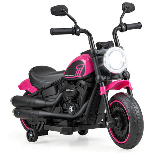 Load image into Gallery viewer, Kids Electric Motorcycle with Training Wheels and LED Headlights-Pink
