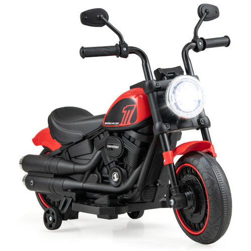 Load image into Gallery viewer, Kids Electric Motorcycle with Training Wheels and LED Headlights-Red
