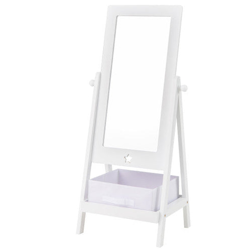 Load image into Gallery viewer, Kids Full Length Mirror 360 Degree Rotatable Dressing Mirror with Storage Bin-White
