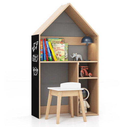 Load image into Gallery viewer, 2-in-1 Kids House-Shaped Table and Chair Set-Gray
