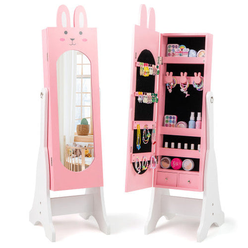 Load image into Gallery viewer, Kids Jewelry Armoire Cabinet with 2 Tilt Angles and Large Capacity-Pink
