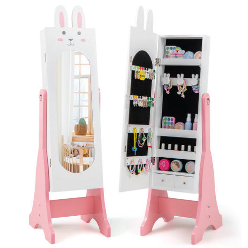 Load image into Gallery viewer, Kids Jewelry Armoire Cabinet with 2 Tilt Angles and Large Capacity-White
