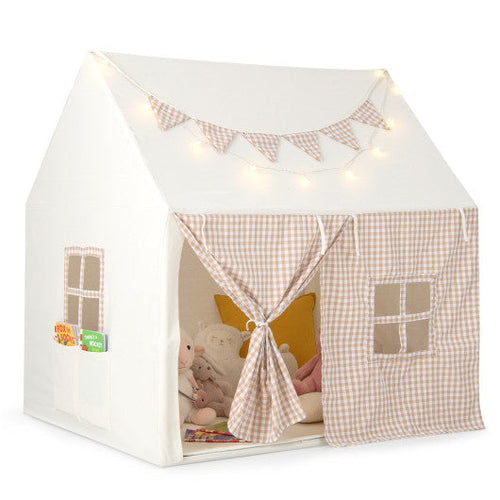 Load image into Gallery viewer, Kids Play Tent Large Playhouse with Padded Mat and 2 Breathable Windows-Beige
