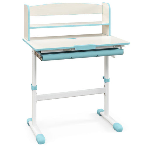 Load image into Gallery viewer, Height Adjustable Kids Study Desk with Tilt Desktop-Blue

