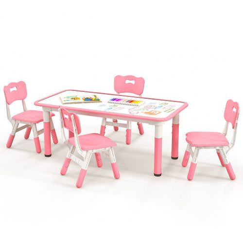 Load image into Gallery viewer, Kids Table and Chairs Set for 4 with Graffiti Desktop-Pink
