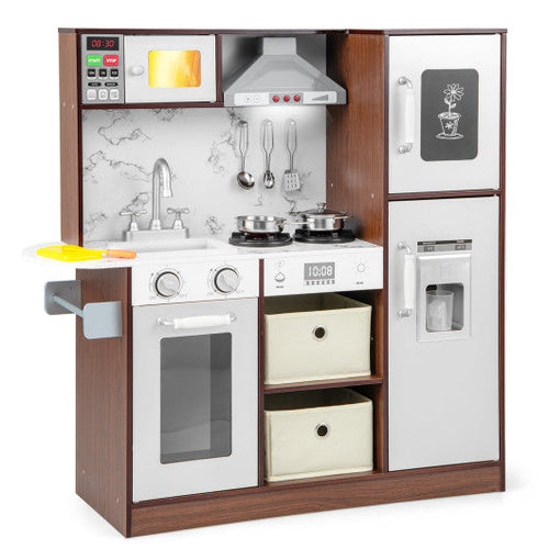 Load image into Gallery viewer, Kids Modern Toy Kitchen Playset with Attractive Lights and Sounds-Coffee
