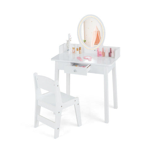 Load image into Gallery viewer, Kids Vanity Set with Lighted Mirror-White
