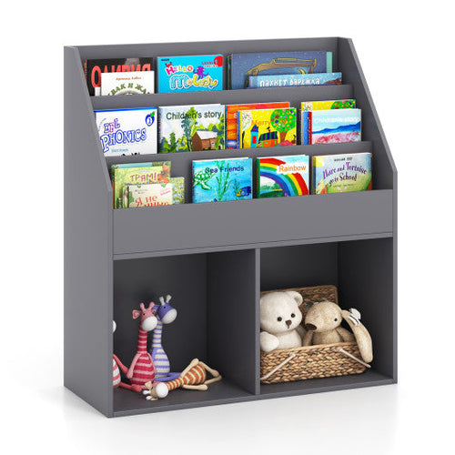 Load image into Gallery viewer, Kids Wooden Bookshelf Bookcase Children Toy Storage Cabinet Organizer-Gray

