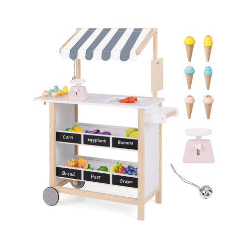 Load image into Gallery viewer, Kids Wooden Ice Cream Cart with Chalkboard and Storage for over 3 Years Old-White
