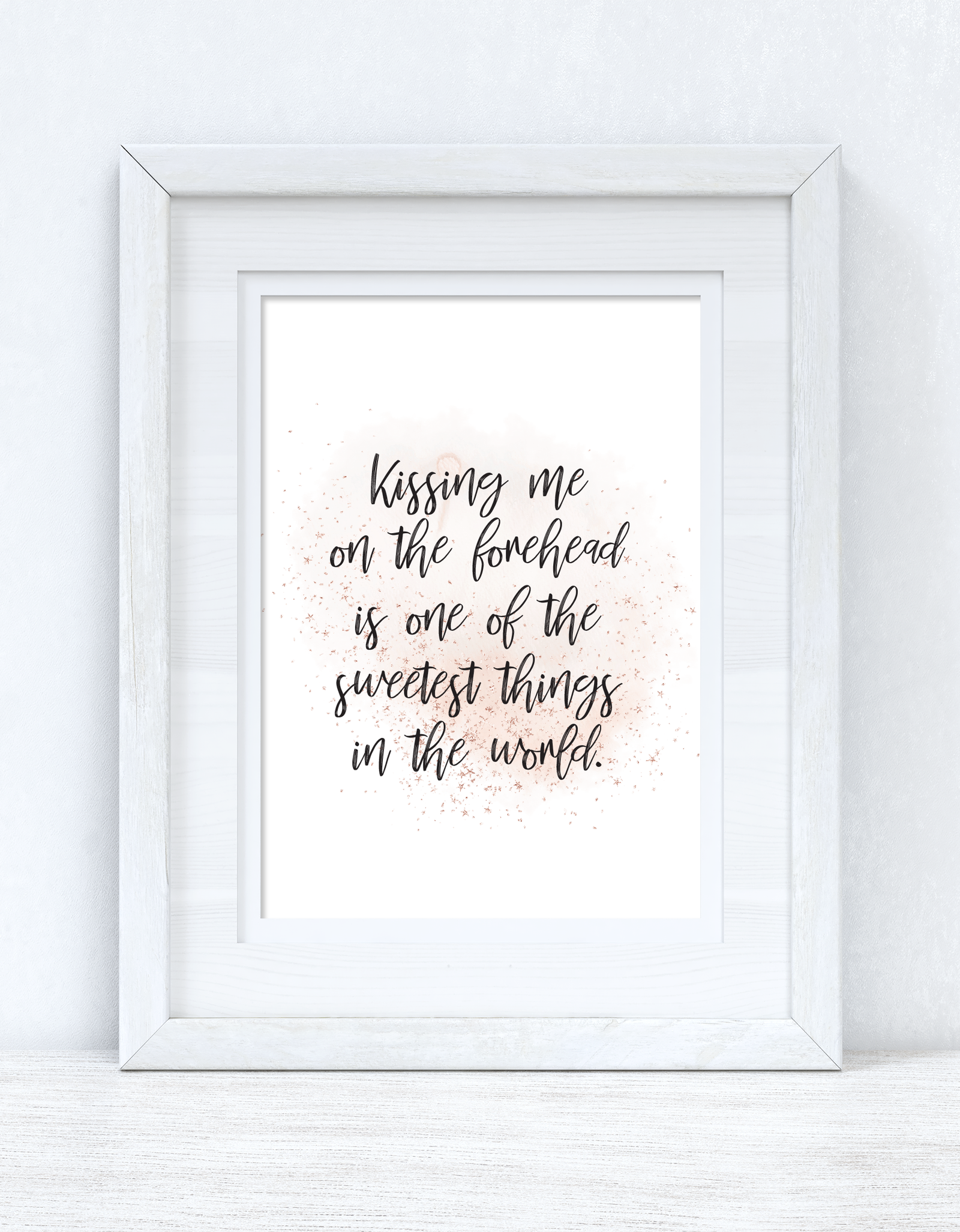 Kissing Me On The Forehead Rose Gold Bedroom Wall Decor Print by WinsterCreations™ Official Store