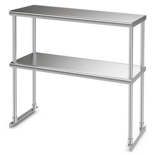 Load image into Gallery viewer, 36 x 12 Inch Kitchen Stainless Steel Overshelf with Adjustable Lower Shelf
