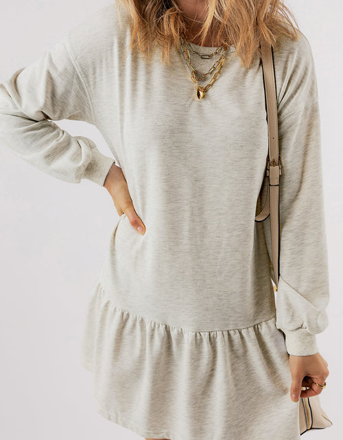 Load image into Gallery viewer, Charlee Puff Sleeve Ruffle Hem Mini Dress by Threaded Pear
