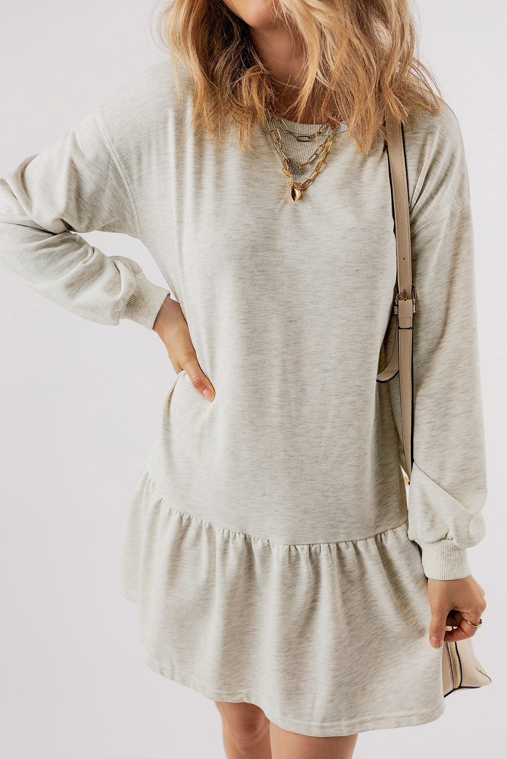 Charlee Puff Sleeve Ruffle Hem Mini Dress by Threaded Pear
