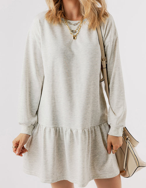 Load image into Gallery viewer, Charlee Puff Sleeve Ruffle Hem Mini Dress by Threaded Pear
