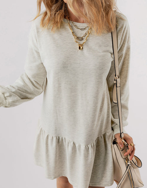 Load image into Gallery viewer, Charlee Puff Sleeve Ruffle Hem Mini Dress by Threaded Pear
