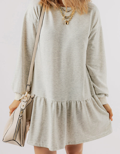 Load image into Gallery viewer, Charlee Puff Sleeve Ruffle Hem Mini Dress by Threaded Pear
