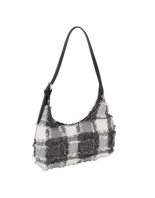 Load image into Gallery viewer, Distressed checkered pattern shoudler bag by Handbag Factory
