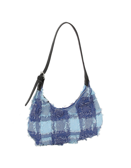 Load image into Gallery viewer, Distressed checkered pattern shoudler bag by Handbag Factory
