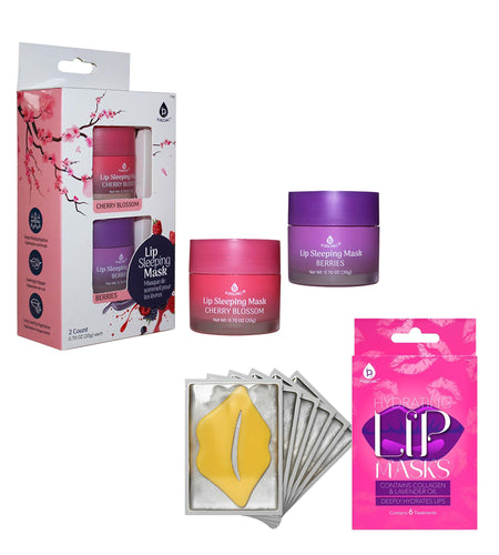 Lip Care Luxe Duo: Hydrating Lip Masks (Pack of 6) & Lip Sleeping Mask 2 Pack by Pursonic