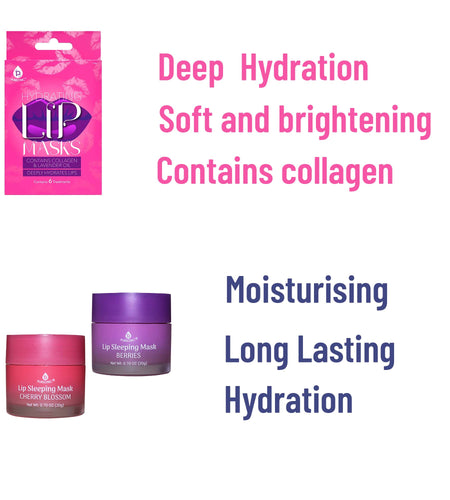 Lip Care Luxe Duo: Hydrating Lip Masks (Pack of 6) & Lip Sleeping Mask 2 Pack by Pursonic
