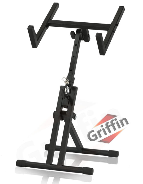Load image into Gallery viewer, Guitar Combo Amplifier Stand by GRIFFIN - PA Speaker Karaoke Monitor Holder - Low Profile Pro-Audio Amp Tilt Back Mount Stand for Speaker Cabinet by GeekStands.com
