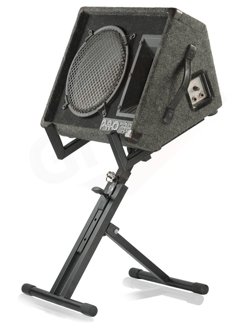 Load image into Gallery viewer, Guitar Combo Amplifier Stand by GRIFFIN - PA Speaker Karaoke Monitor Holder - Low Profile Pro-Audio Amp Tilt Back Mount Stand for Speaker Cabinet by GeekStands.com
