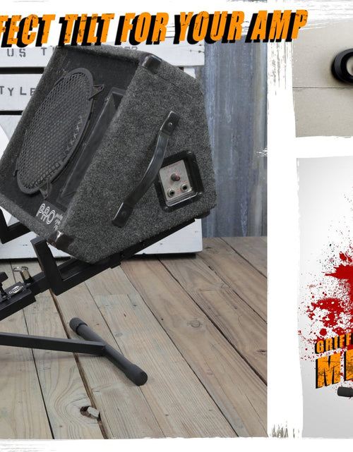 Load image into Gallery viewer, Guitar Combo Amplifier Stand by GRIFFIN - PA Speaker Karaoke Monitor Holder - Low Profile Pro-Audio Amp Tilt Back Mount Stand for Speaker Cabinet by GeekStands.com
