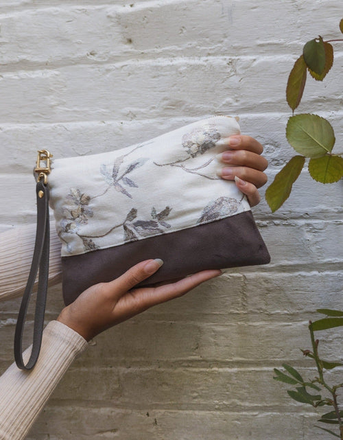 Load image into Gallery viewer, Winona Embroidered Linen Wristlet by Ash &amp; Rose
