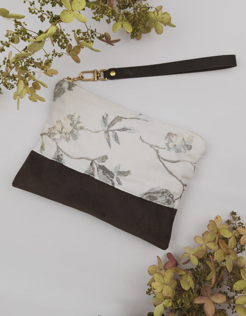 Load image into Gallery viewer, Winona Embroidered Linen Wristlet by Ash &amp; Rose
