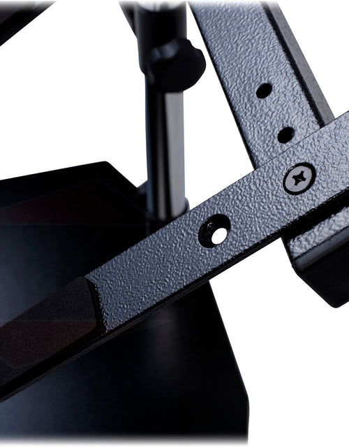 Load image into Gallery viewer, Double DJ Laptop Stand by FAT TOAD - 2 Tier PC Table Holder - Portable Computer Clamp Equipment Rack with Duel Mounts for Studio Mixers, Controllers by GeekStands.com
