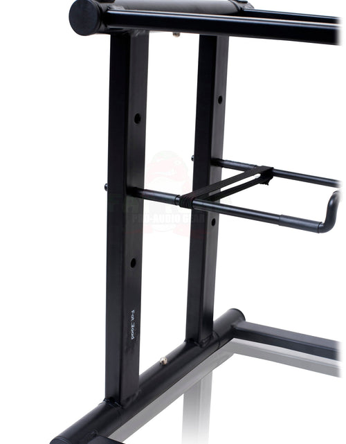 Load image into Gallery viewer, Folding DJ Laptop Stand with Sub-tray Shelf by FAT TOAD - Pro Audio Computer Table Top Rack Stand Mount for iPads, Mixer Controller &amp; Tablets PC Gear by GeekStands.com
