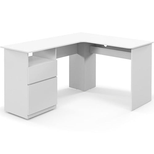 Load image into Gallery viewer, L-Shaped Computer Desk with Letter File Drawer-White

