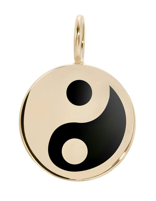 Load image into Gallery viewer, Large Black Enamel Yin Yang Pendant by eklexic jewelry

