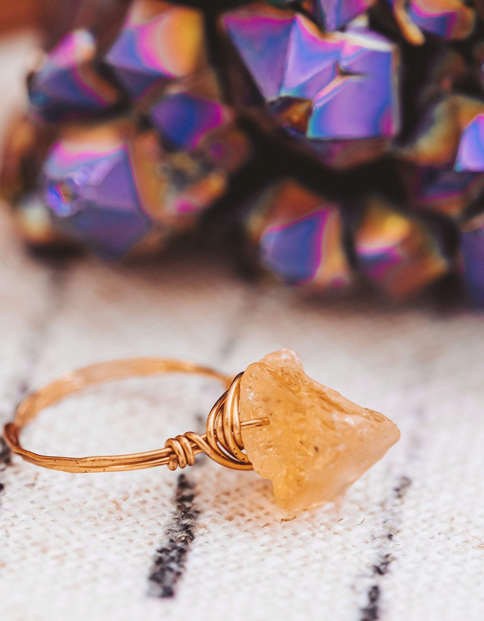 Large Citrine Stone Ring by Salt and Sparkle