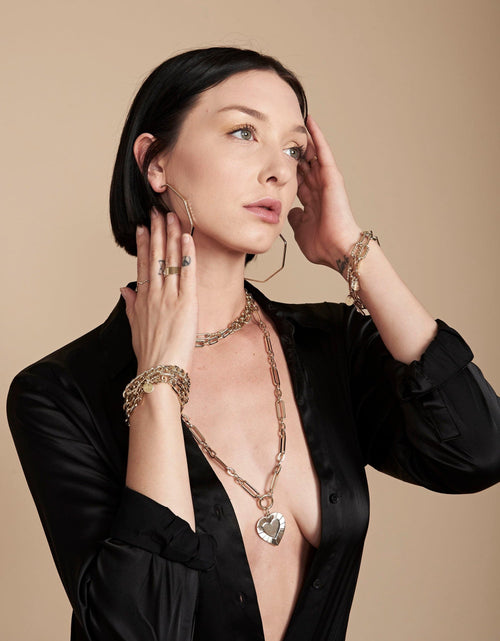 Load image into Gallery viewer, Large Multi Link Chain &amp; Heart Pendant Necklace by eklexic jewelry
