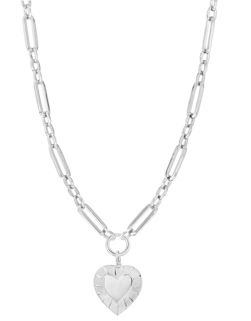 Load image into Gallery viewer, Large Multi Link Chain &amp; Heart Pendant Necklace by eklexic jewelry

