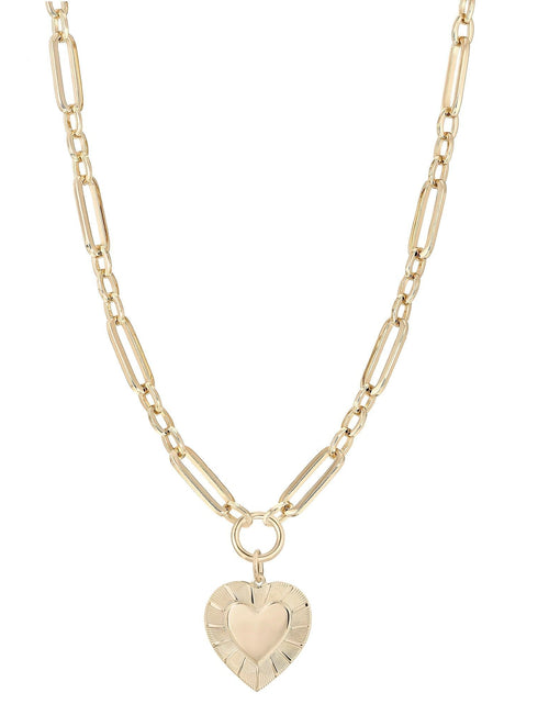 Load image into Gallery viewer, Large Multi Link Chain &amp; Heart Pendant Necklace by eklexic jewelry
