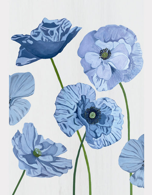 Load image into Gallery viewer, Art Print:  Blue Poppies on Pale Grey by India &amp; Purry
