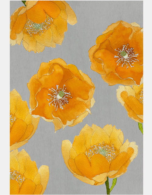 Load image into Gallery viewer, Art Print:  Orange Cactus Flowers on Grey by India &amp; Purry
