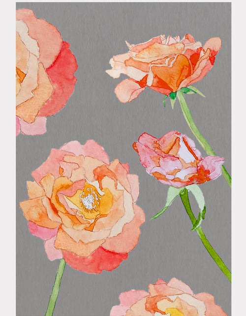 Load image into Gallery viewer, Art Print:  Peach Roses on Grey by India &amp; Purry
