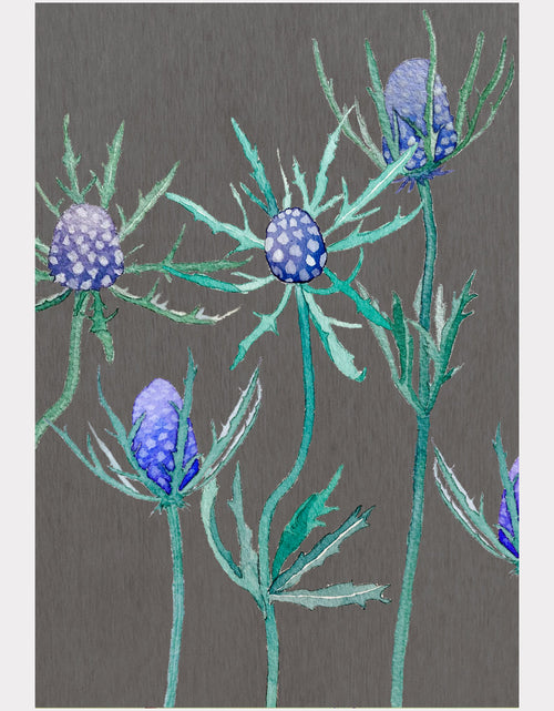 Load image into Gallery viewer, Art Print:  Purple Thistle on Grey by India &amp; Purry
