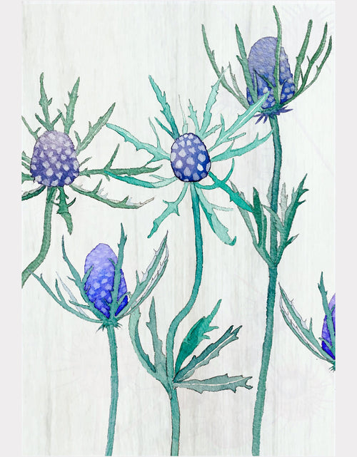 Load image into Gallery viewer, Art Print:  Purple Thistle on Snow by India &amp; Purry
