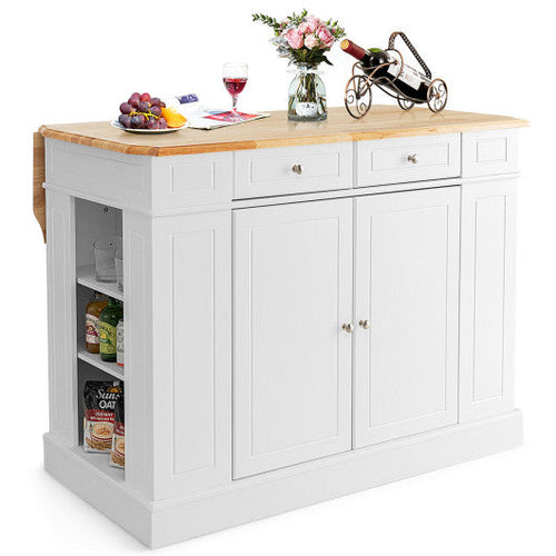 Load image into Gallery viewer, Kitchen Island with Storage and 3-Level Adjustable Shelves-White
