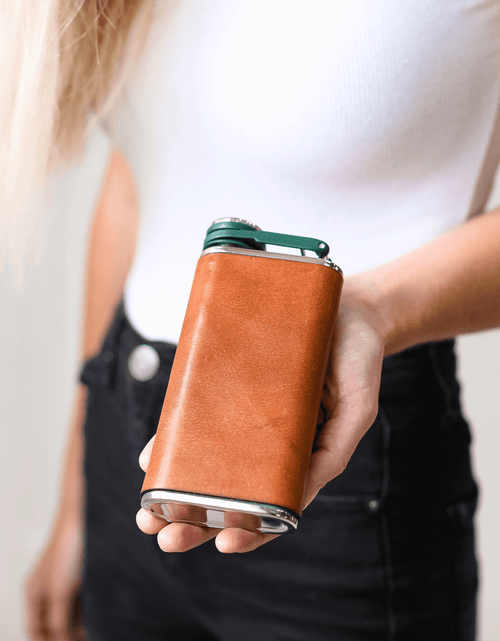 Load image into Gallery viewer, Leather Flask by Lifetime Leather Co
