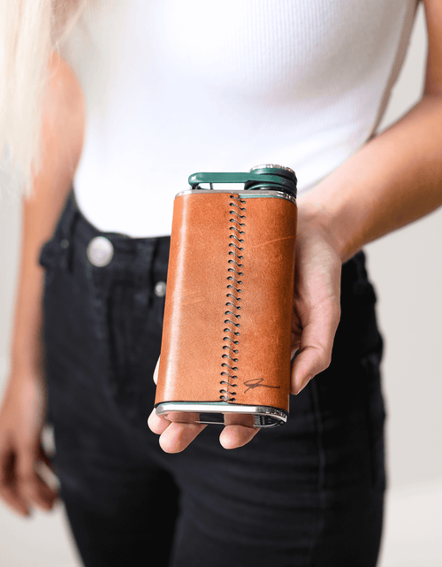 Load image into Gallery viewer, Leather Flask by Lifetime Leather Co
