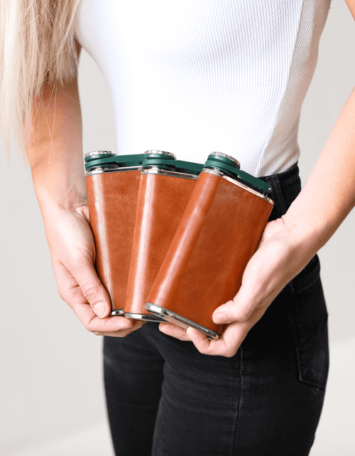 Load image into Gallery viewer, Leather Flask by Lifetime Leather Co
