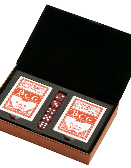 Load image into Gallery viewer, Leatherette 2 Card Deck Set, Caramel 5" X 7.75" by Creative Gifts
