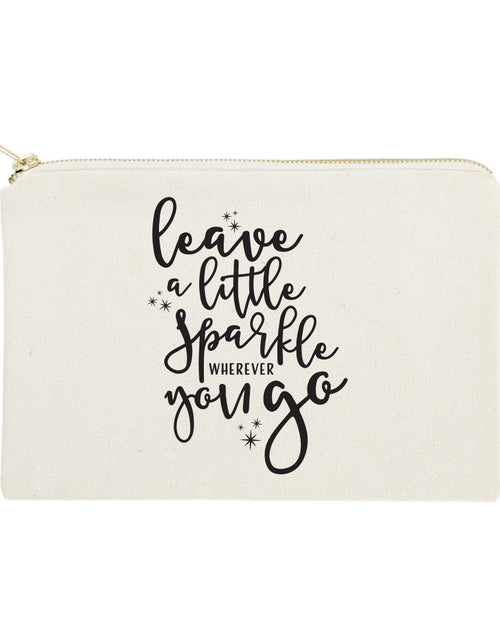 Load image into Gallery viewer, Leave a Little Sparkle Wherever You Go Cotton Canvas Cosmetic Bag by The Cotton &amp; Canvas Co.
