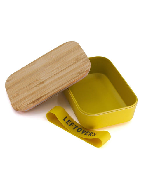 Load image into Gallery viewer, Leftovers Bamboo Lunch Box in Vivid Yellow | Eco-Friendly and Sustainable | 7.5" x 5" x 2" by The Bullish Store
